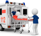 Symbolbild Notfallmännchen im Krankenwagen